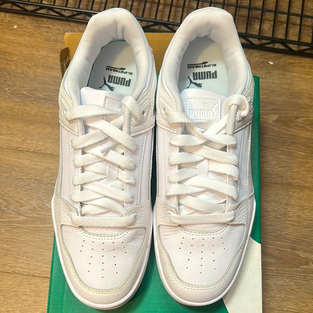 New Puma Slipstream Leather 'Triple White' 387544-02 size 10.5